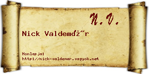 Nick Valdemár névjegykártya